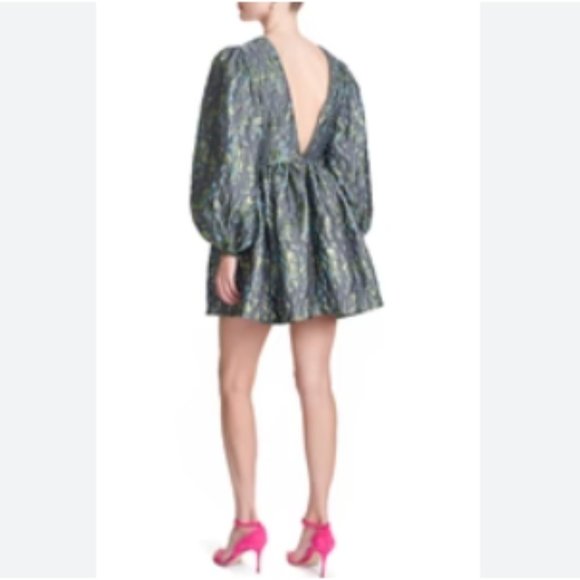 COREY LYNN CALTER DEEP-V JACQUARD DRESS - Picture 4 of 16